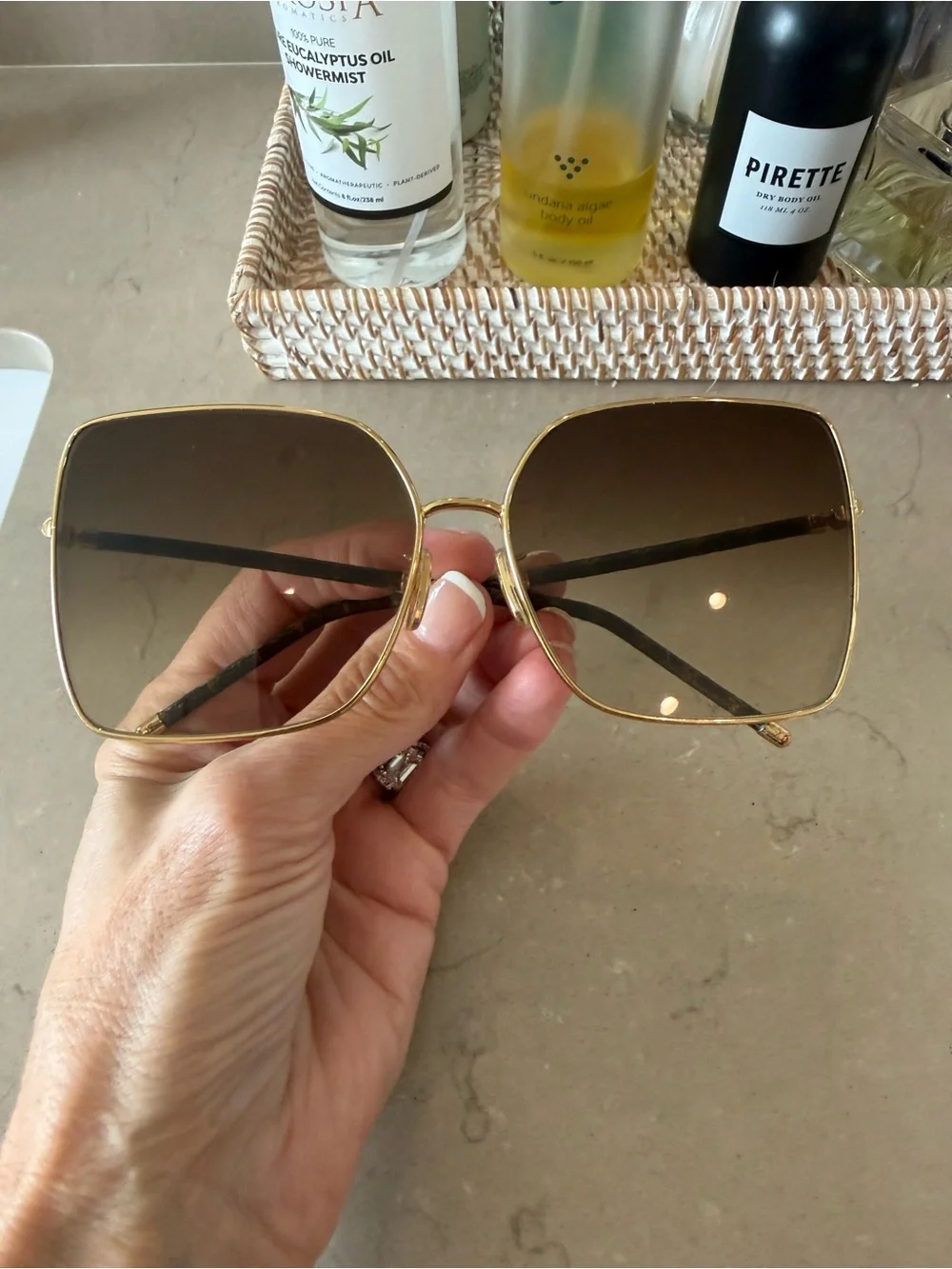 Louis Vuitton Gold Frame Brown Gradient Lens Oversized Sunglasses